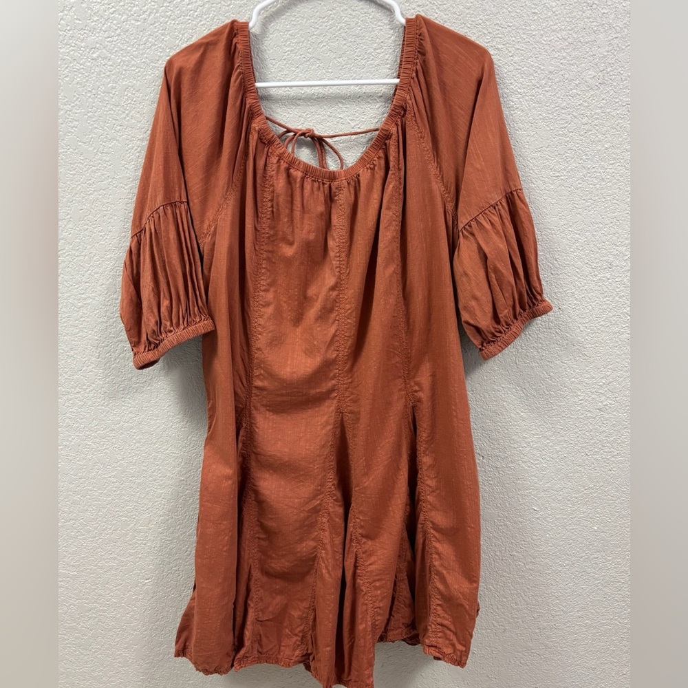 Anthropologie Burnt Sienna Peasant Mini Dress